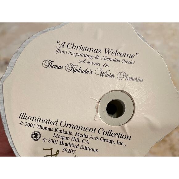 VTG Thomas Kinkade's Winter Memories Illuminated Christmas Ornaments, Set of 7 - Picture 8 of 11